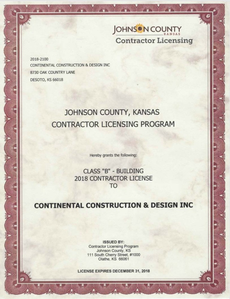 Class B General Contractor License – Kansas City Builder- Continental ...